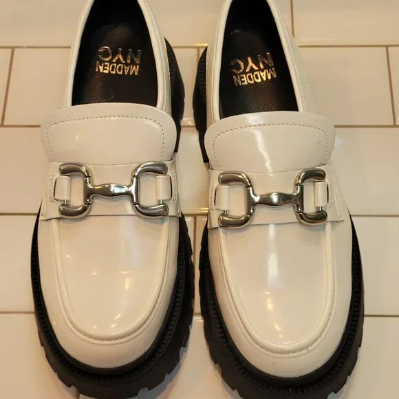 Steve Madden "Lando" White Loafers - Picture 1 of 7